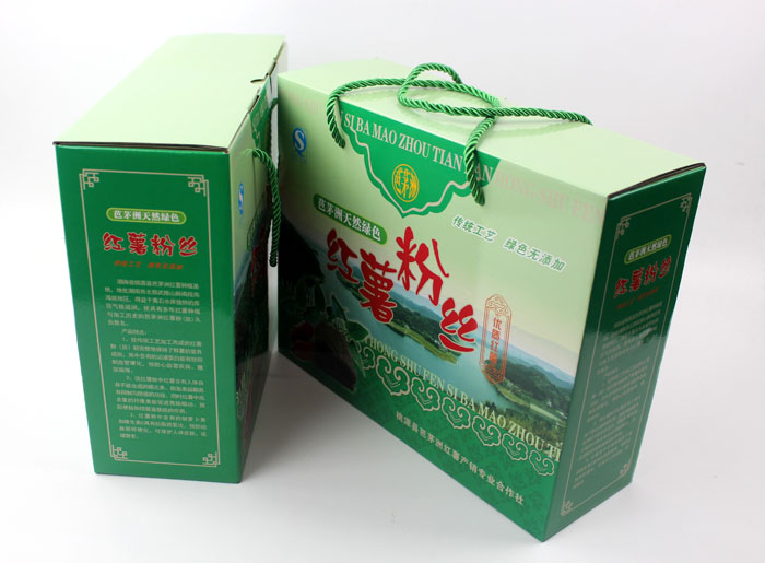 定制禮品包裝盒，長(zhǎng)沙包裝廠力助桃源縣芭茅洲“紅薯粉絲”檔次倍增